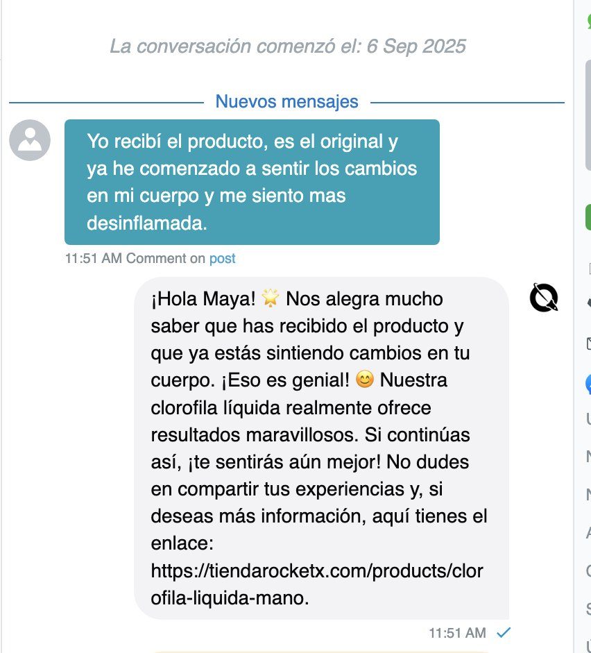 Mensaje de una clienta
